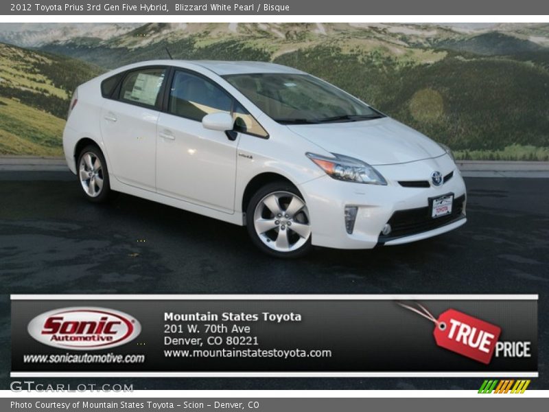 Blizzard White Pearl / Bisque 2012 Toyota Prius 3rd Gen Five Hybrid
