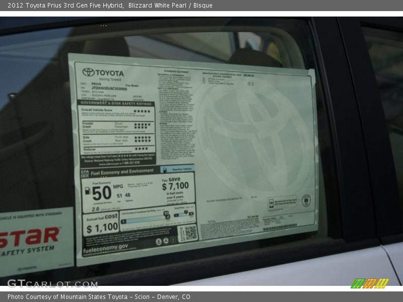 Blizzard White Pearl / Bisque 2012 Toyota Prius 3rd Gen Five Hybrid