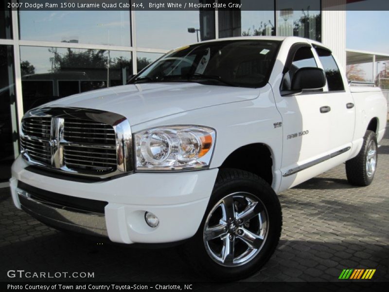 Bright White / Medium Slate Gray 2007 Dodge Ram 1500 Laramie Quad Cab 4x4