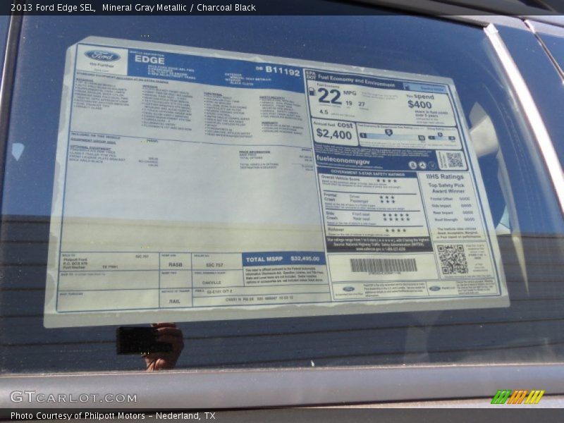 Mineral Gray Metallic / Charcoal Black 2013 Ford Edge SEL