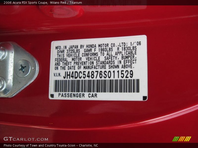 Milano Red / Titanium 2006 Acura RSX Sports Coupe