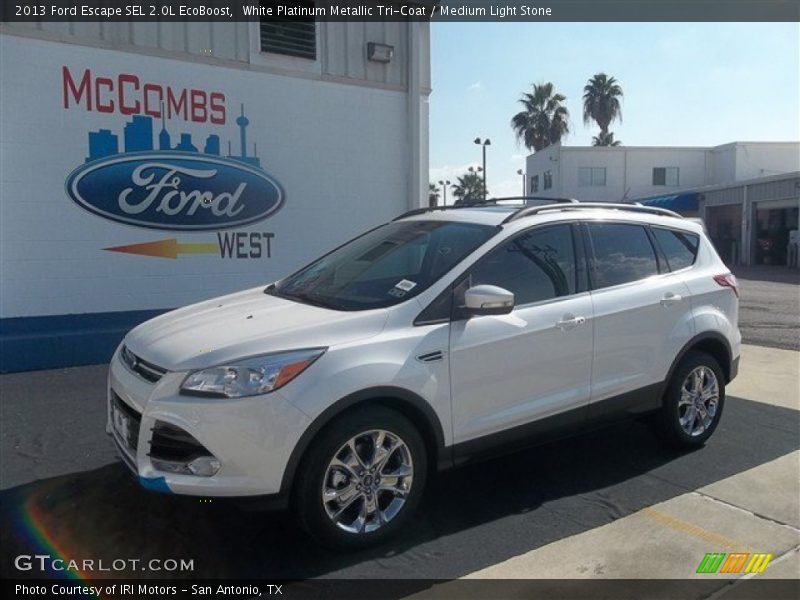 White Platinum Metallic Tri-Coat / Medium Light Stone 2013 Ford Escape SEL 2.0L EcoBoost