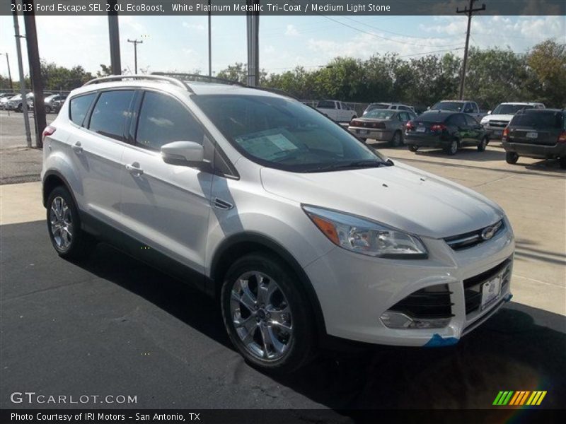 White Platinum Metallic Tri-Coat / Medium Light Stone 2013 Ford Escape SEL 2.0L EcoBoost