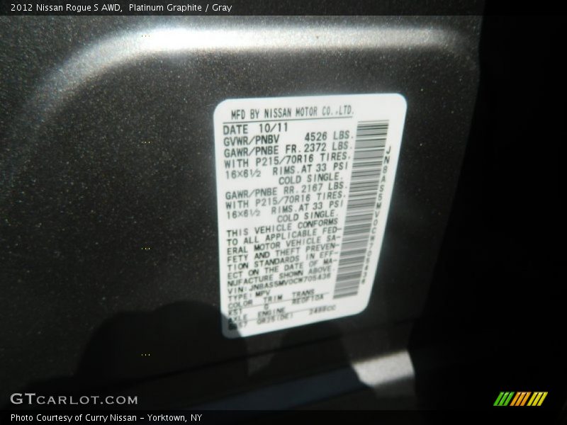 Platinum Graphite / Gray 2012 Nissan Rogue S AWD