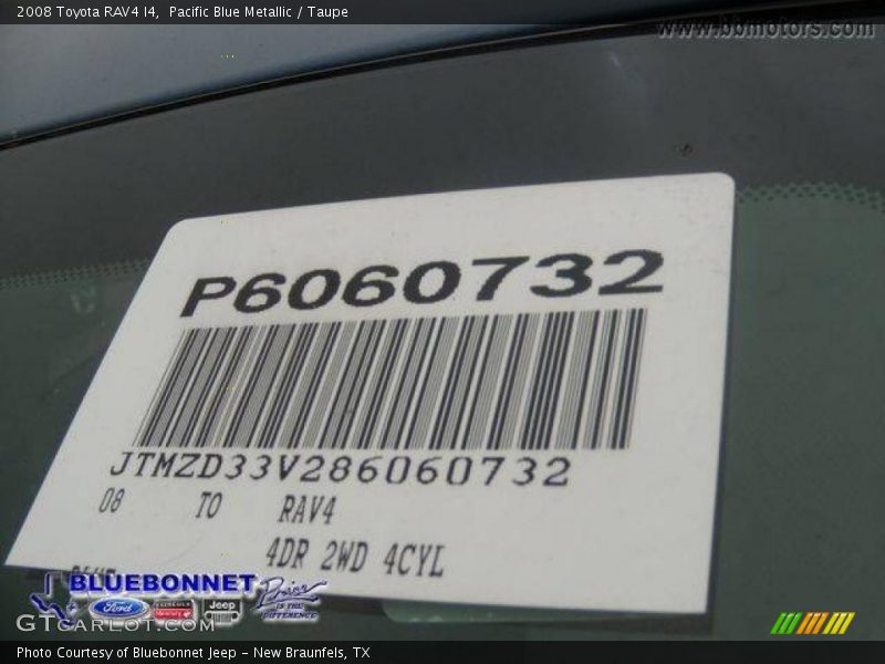 Pacific Blue Metallic / Taupe 2008 Toyota RAV4 I4