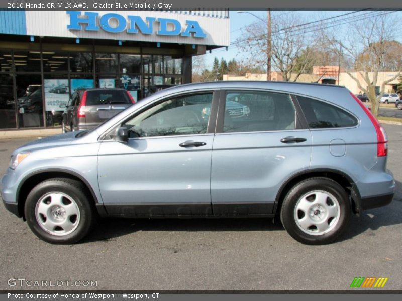 Glacier Blue Metallic / Gray 2010 Honda CR-V LX AWD