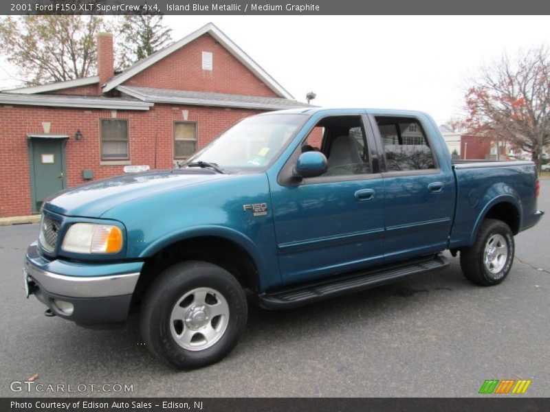 Island Blue Metallic / Medium Graphite 2001 Ford F150 XLT SuperCrew 4x4