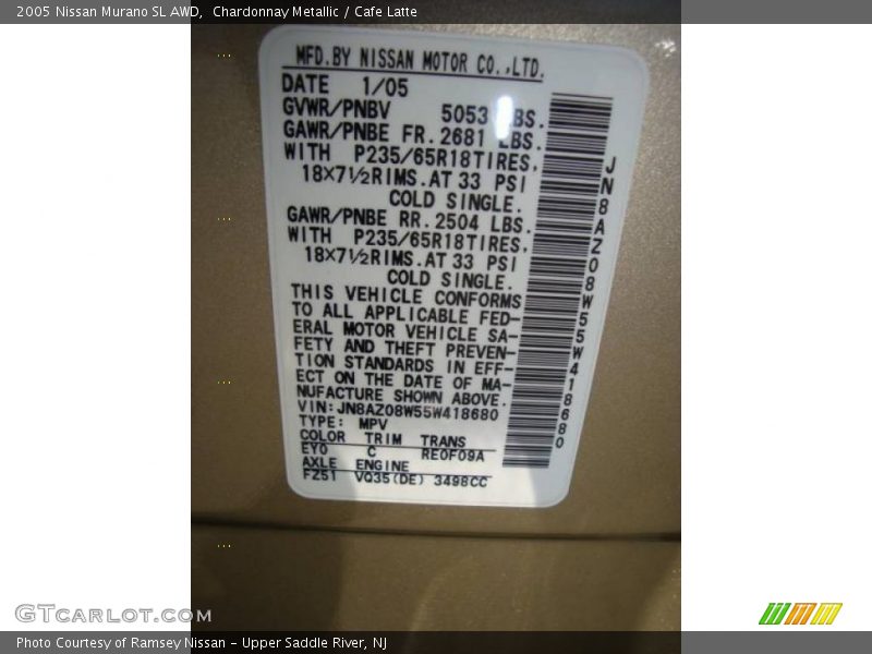 Chardonnay Metallic / Cafe Latte 2005 Nissan Murano SL AWD