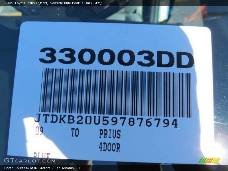 Seaside Blue Pearl / Dark Gray 2009 Toyota Prius Hybrid