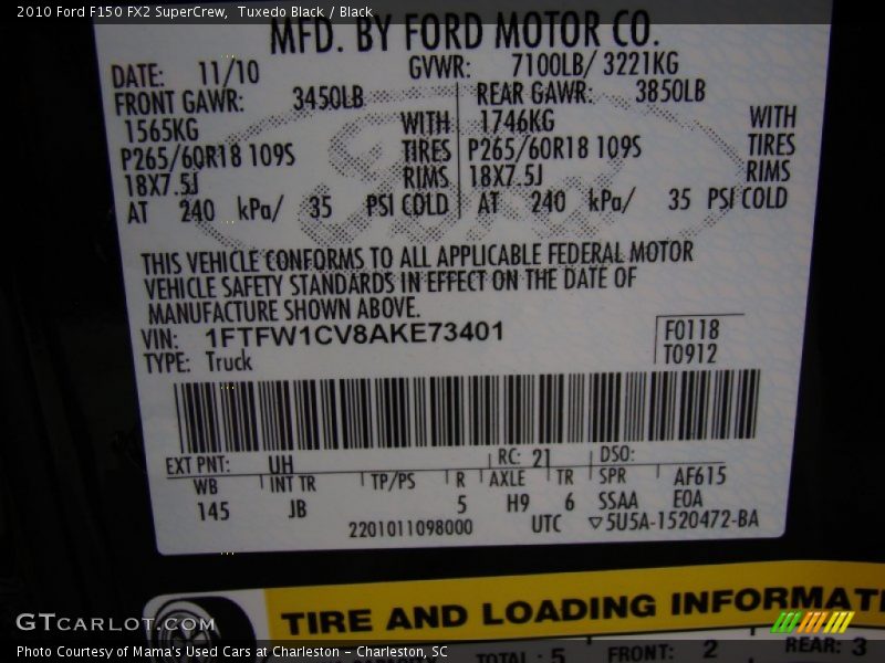 Tuxedo Black / Black 2010 Ford F150 FX2 SuperCrew