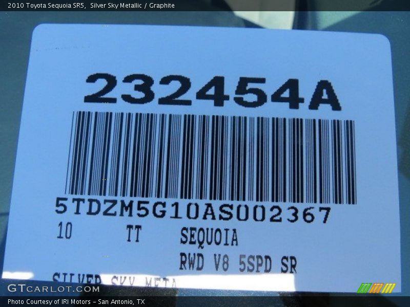 Silver Sky Metallic / Graphite 2010 Toyota Sequoia SR5