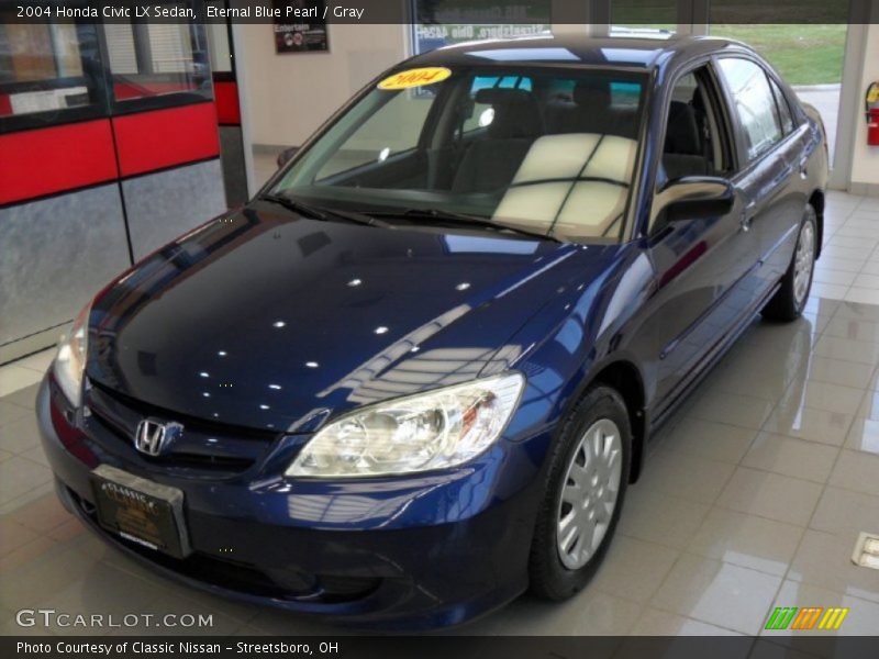 Eternal Blue Pearl / Gray 2004 Honda Civic LX Sedan