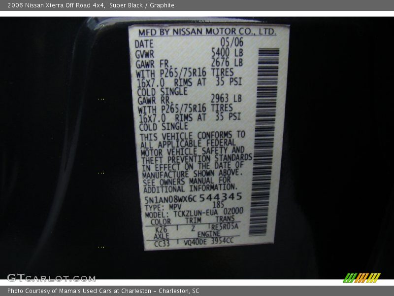 Super Black / Graphite 2006 Nissan Xterra Off Road 4x4