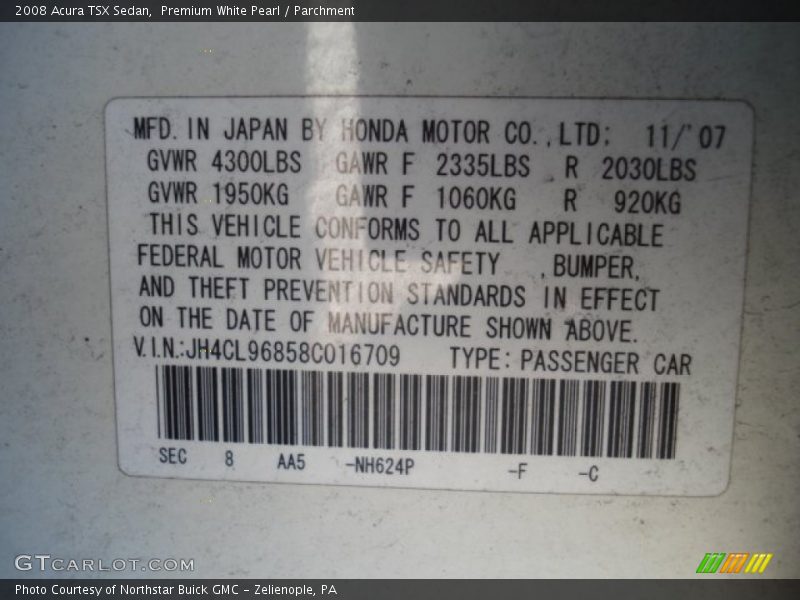 Premium White Pearl / Parchment 2008 Acura TSX Sedan