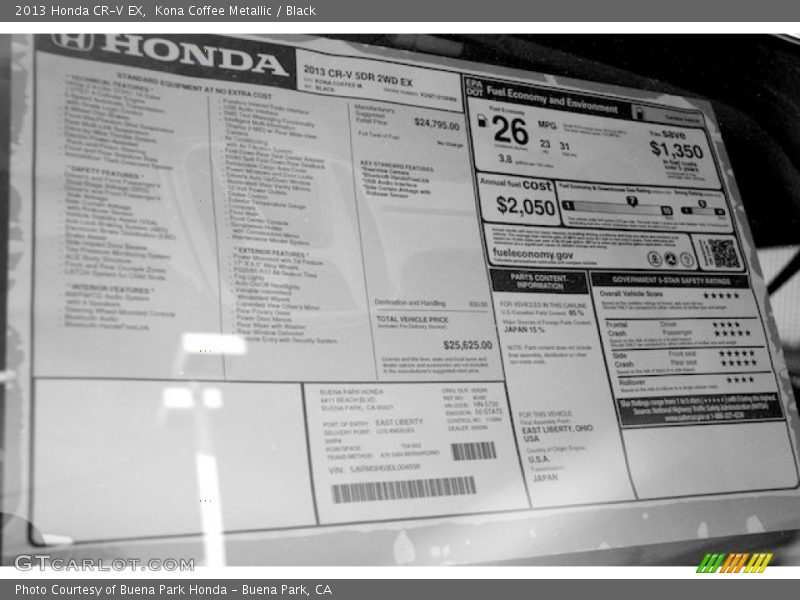  2013 CR-V EX Window Sticker
