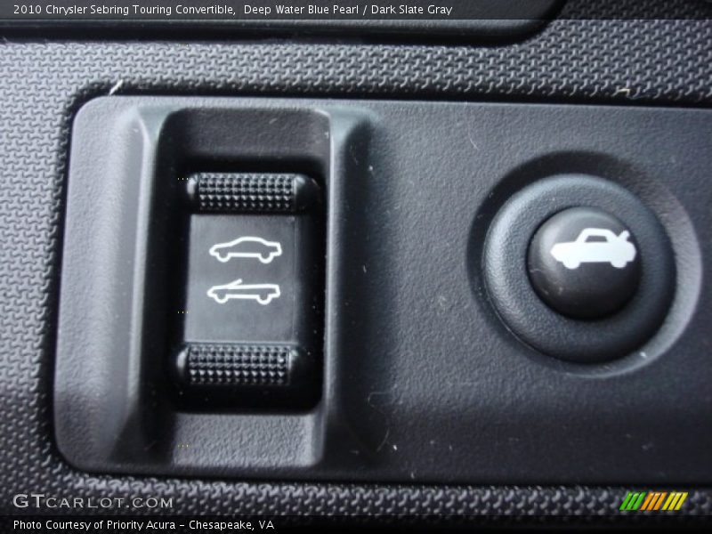 Deep Water Blue Pearl / Dark Slate Gray 2010 Chrysler Sebring Touring Convertible