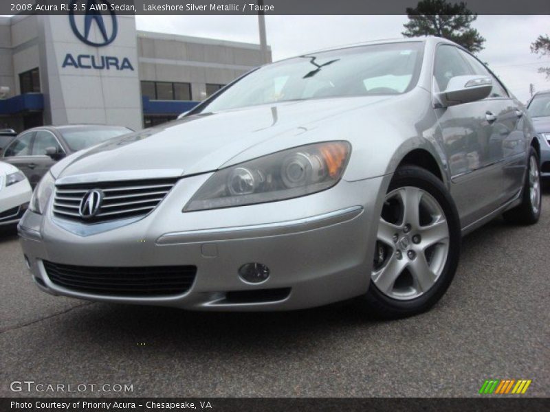 Lakeshore Silver Metallic / Taupe 2008 Acura RL 3.5 AWD Sedan