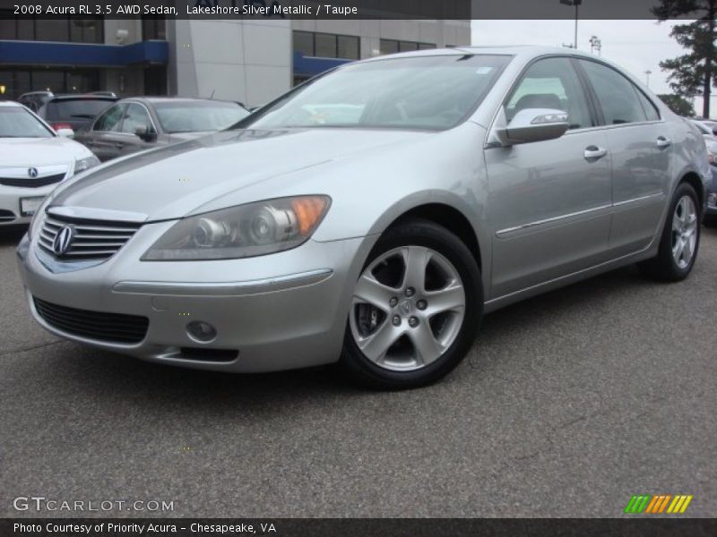 Lakeshore Silver Metallic / Taupe 2008 Acura RL 3.5 AWD Sedan
