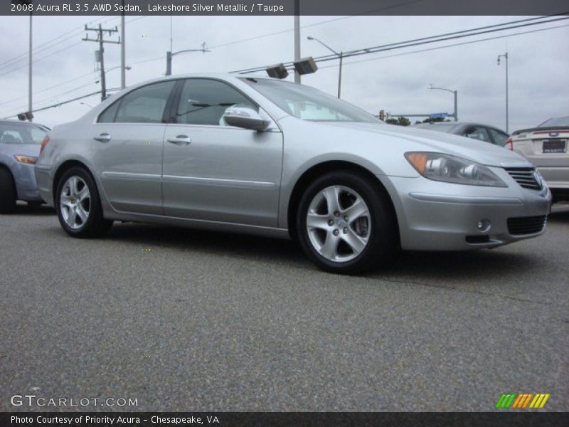 Lakeshore Silver Metallic / Taupe 2008 Acura RL 3.5 AWD Sedan