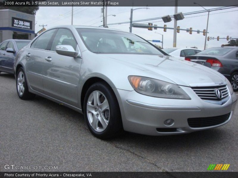 Lakeshore Silver Metallic / Taupe 2008 Acura RL 3.5 AWD Sedan
