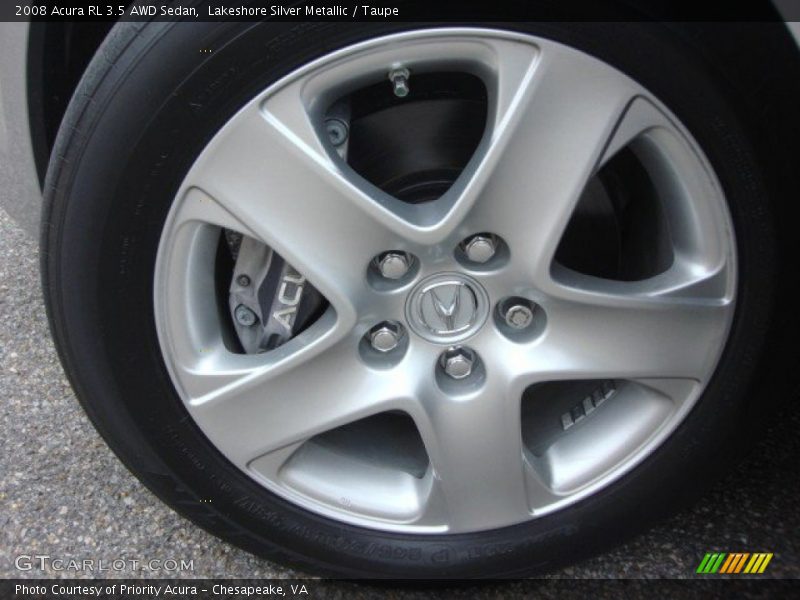 Lakeshore Silver Metallic / Taupe 2008 Acura RL 3.5 AWD Sedan