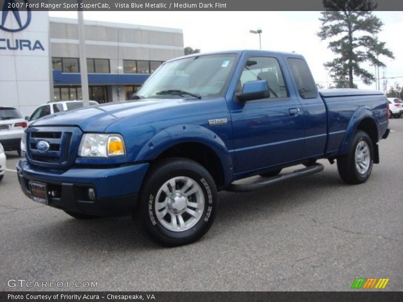 Vista Blue Metallic / Medium Dark Flint 2007 Ford Ranger Sport SuperCab