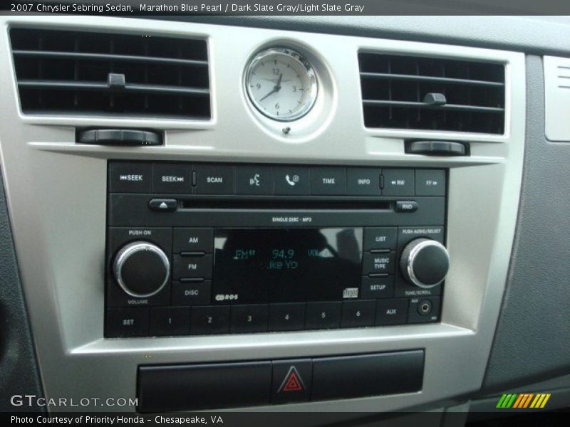 Marathon Blue Pearl / Dark Slate Gray/Light Slate Gray 2007 Chrysler Sebring Sedan