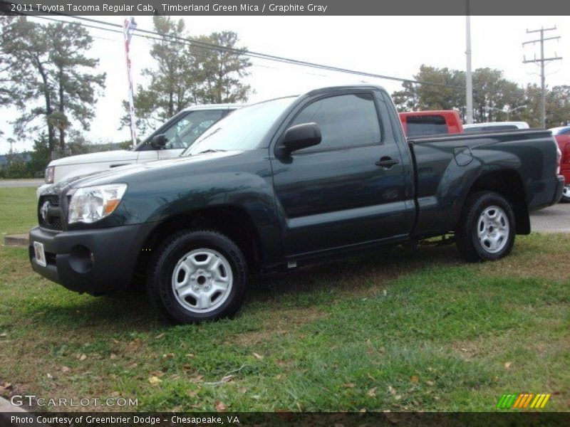 Timberland Green Mica / Graphite Gray 2011 Toyota Tacoma Regular Cab