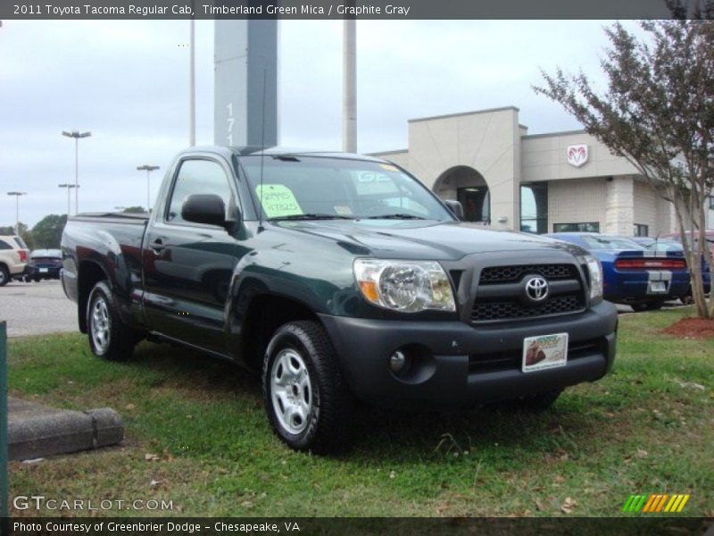 Timberland Green Mica / Graphite Gray 2011 Toyota Tacoma Regular Cab