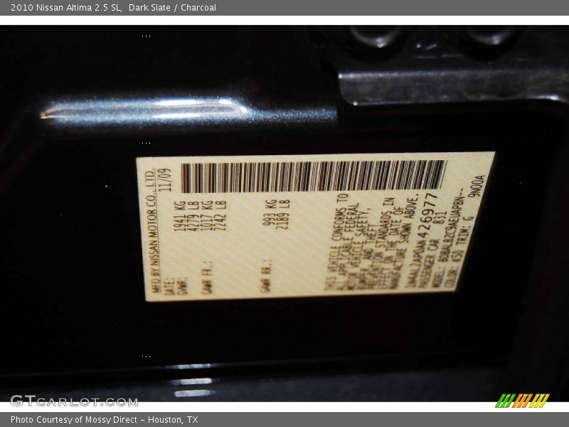 Dark Slate / Charcoal 2010 Nissan Altima 2.5 SL