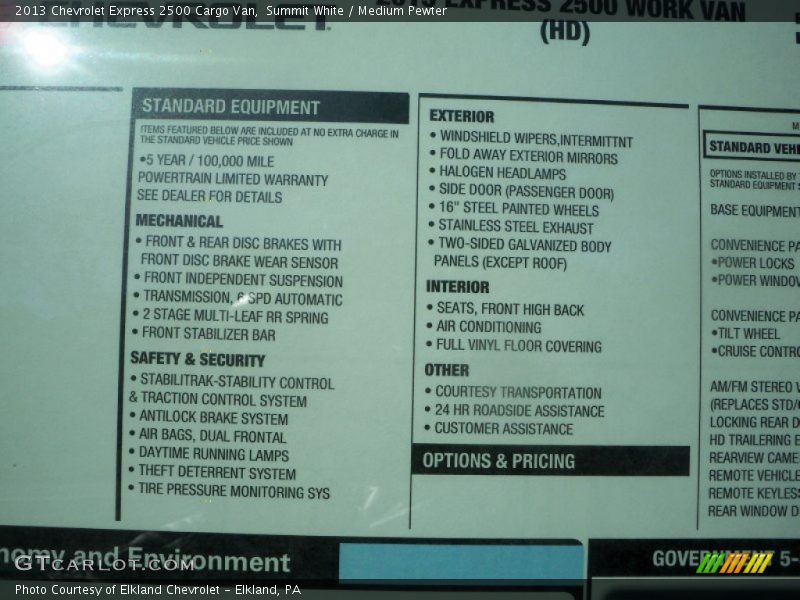 Summit White / Medium Pewter 2013 Chevrolet Express 2500 Cargo Van