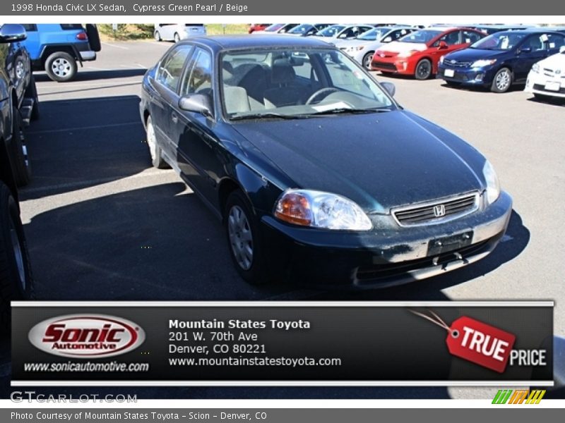 Cypress Green Pearl / Beige 1998 Honda Civic LX Sedan