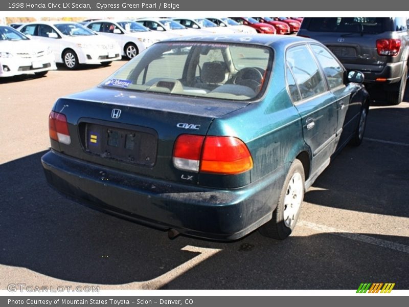 Cypress Green Pearl / Beige 1998 Honda Civic LX Sedan