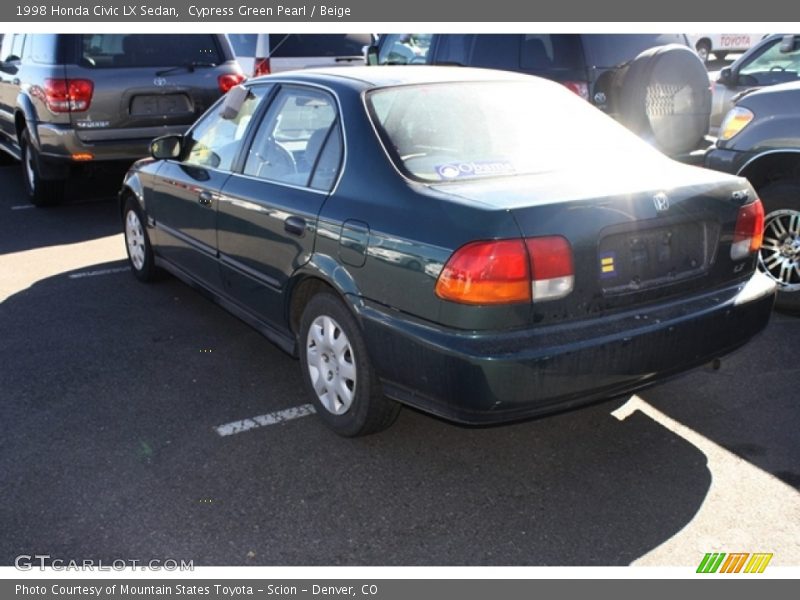 Cypress Green Pearl / Beige 1998 Honda Civic LX Sedan
