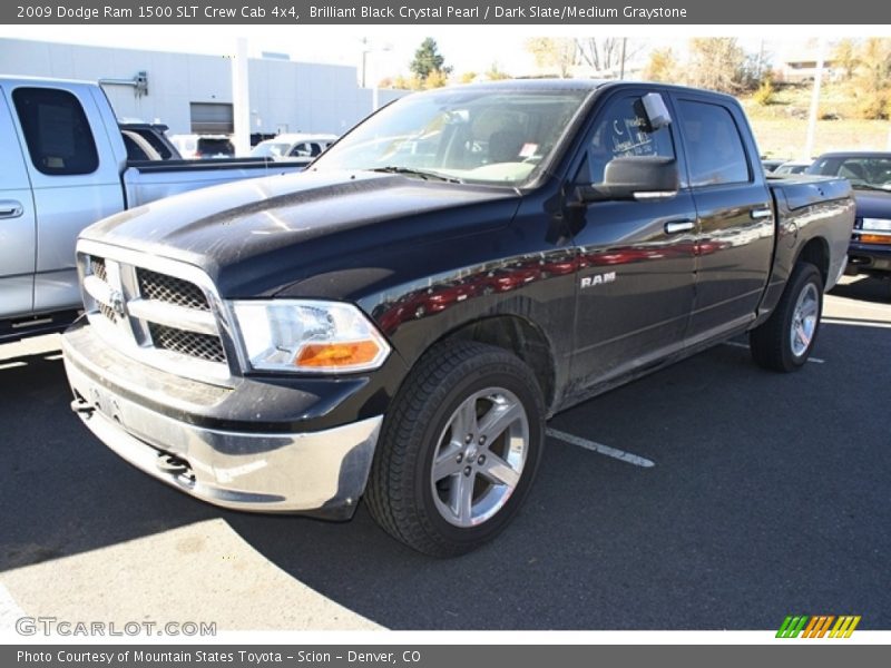 Brilliant Black Crystal Pearl / Dark Slate/Medium Graystone 2009 Dodge Ram 1500 SLT Crew Cab 4x4