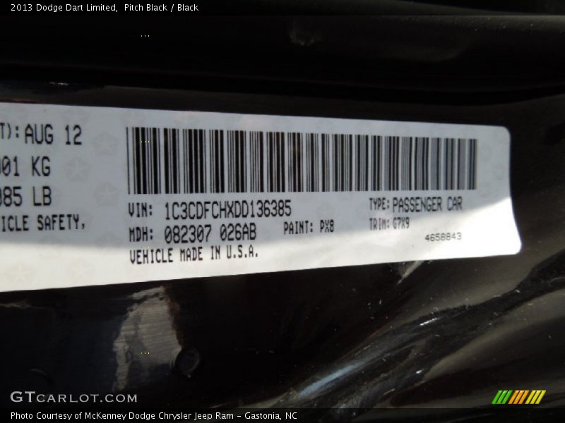 Pitch Black / Black 2013 Dodge Dart Limited