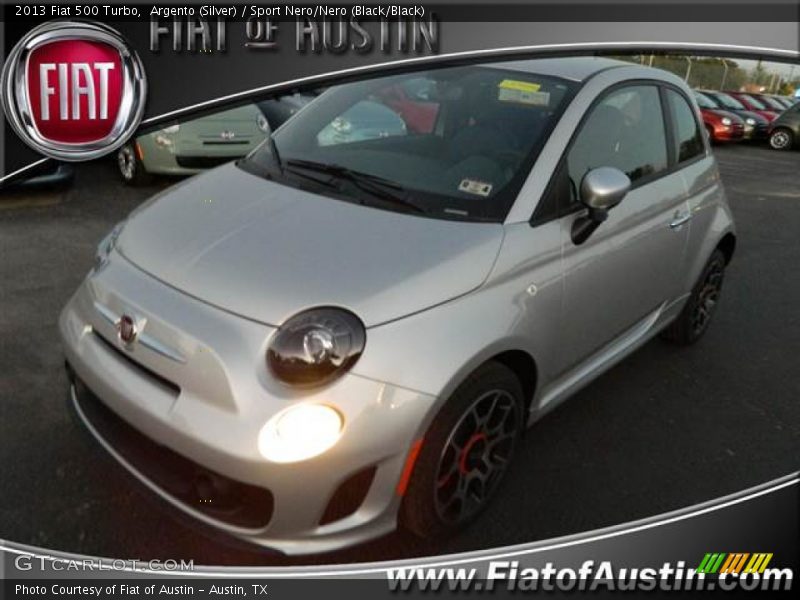 Argento (Silver) / Sport Nero/Nero (Black/Black) 2013 Fiat 500 Turbo