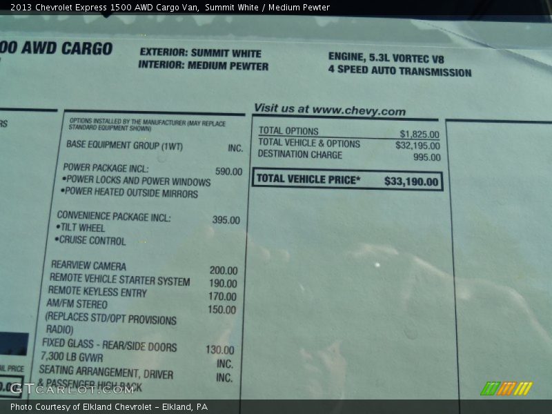 Summit White / Medium Pewter 2013 Chevrolet Express 1500 AWD Cargo Van