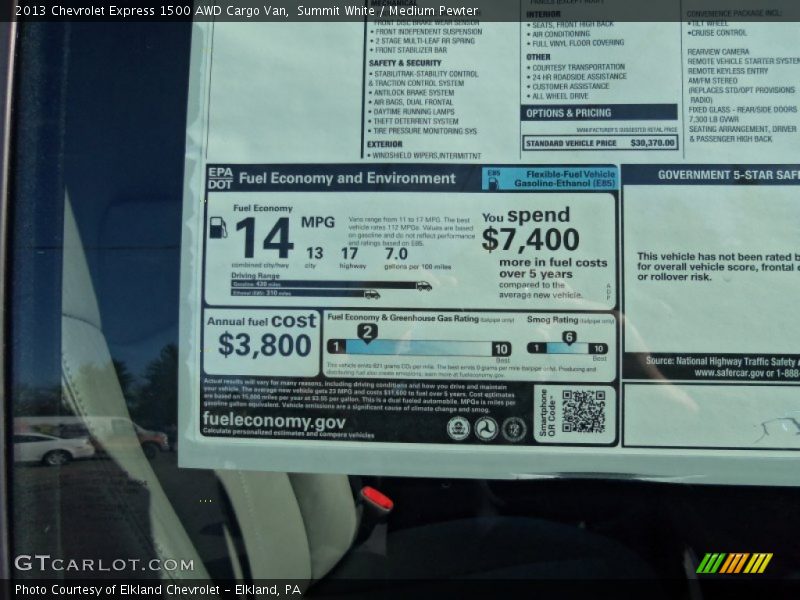 Summit White / Medium Pewter 2013 Chevrolet Express 1500 AWD Cargo Van