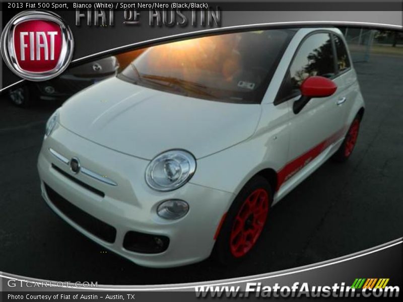 Bianco (White) / Sport Nero/Nero (Black/Black) 2013 Fiat 500 Sport
