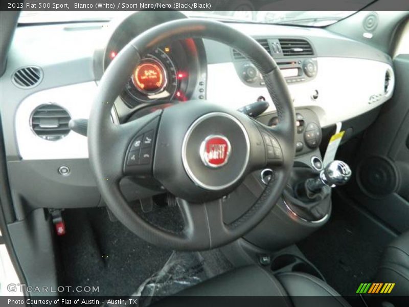 Bianco (White) / Sport Nero/Nero (Black/Black) 2013 Fiat 500 Sport