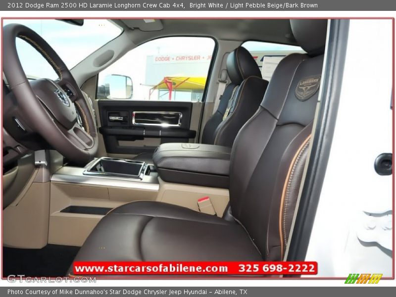 Bright White / Light Pebble Beige/Bark Brown 2012 Dodge Ram 2500 HD Laramie Longhorn Crew Cab 4x4