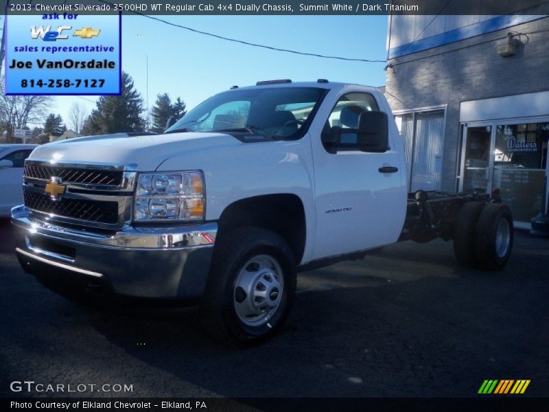 Summit White / Dark Titanium 2013 Chevrolet Silverado 3500HD WT Regular Cab 4x4 Dually Chassis