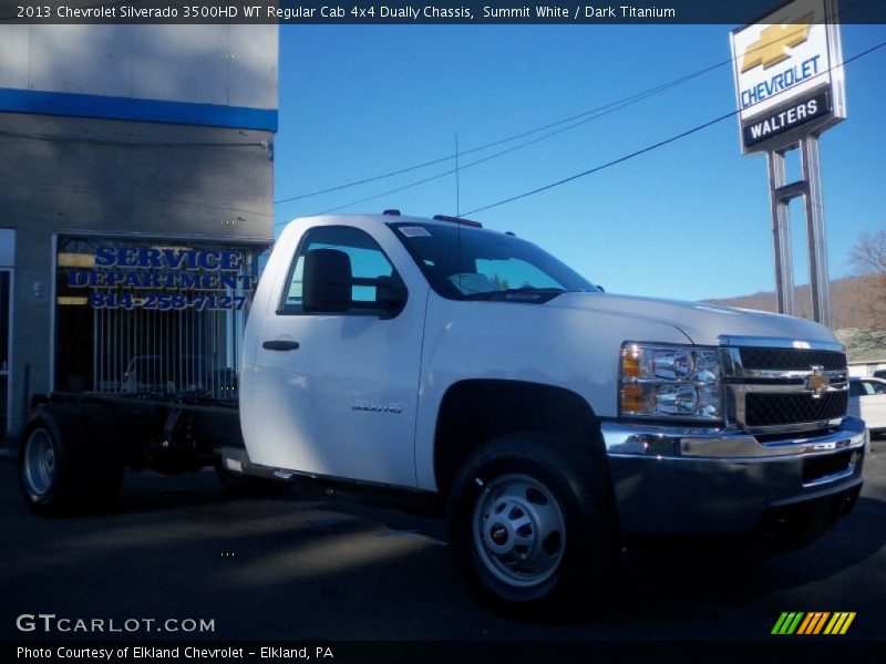 Summit White / Dark Titanium 2013 Chevrolet Silverado 3500HD WT Regular Cab 4x4 Dually Chassis