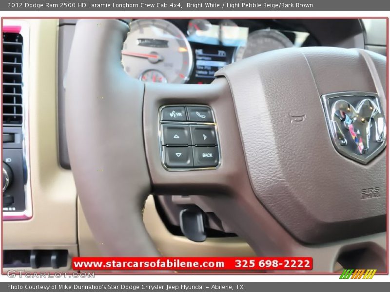 Bright White / Light Pebble Beige/Bark Brown 2012 Dodge Ram 2500 HD Laramie Longhorn Crew Cab 4x4