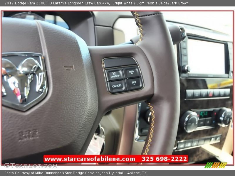Bright White / Light Pebble Beige/Bark Brown 2012 Dodge Ram 2500 HD Laramie Longhorn Crew Cab 4x4