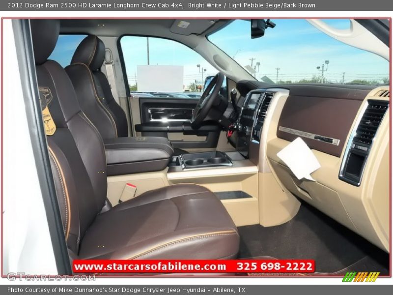Bright White / Light Pebble Beige/Bark Brown 2012 Dodge Ram 2500 HD Laramie Longhorn Crew Cab 4x4