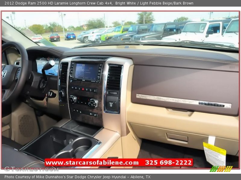 Bright White / Light Pebble Beige/Bark Brown 2012 Dodge Ram 2500 HD Laramie Longhorn Crew Cab 4x4