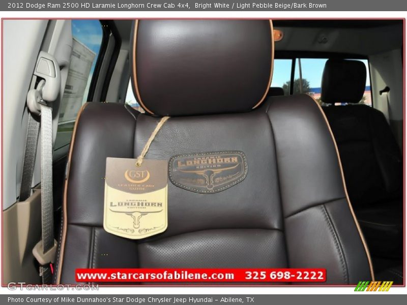 Bright White / Light Pebble Beige/Bark Brown 2012 Dodge Ram 2500 HD Laramie Longhorn Crew Cab 4x4
