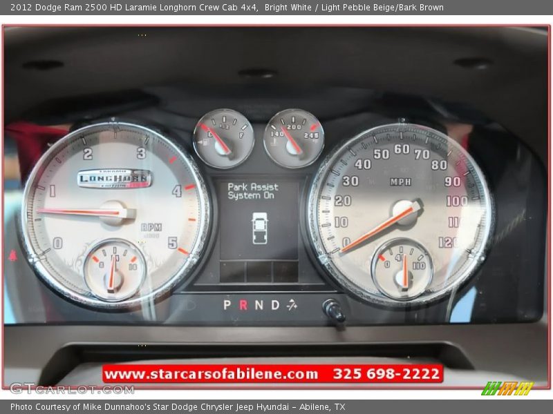 Bright White / Light Pebble Beige/Bark Brown 2012 Dodge Ram 2500 HD Laramie Longhorn Crew Cab 4x4